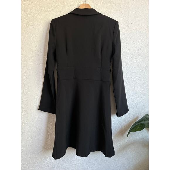 Commense Black Long Sleeve Blazer Mini Dress With Shoulder Pads S NWT - Picture 6 of 7